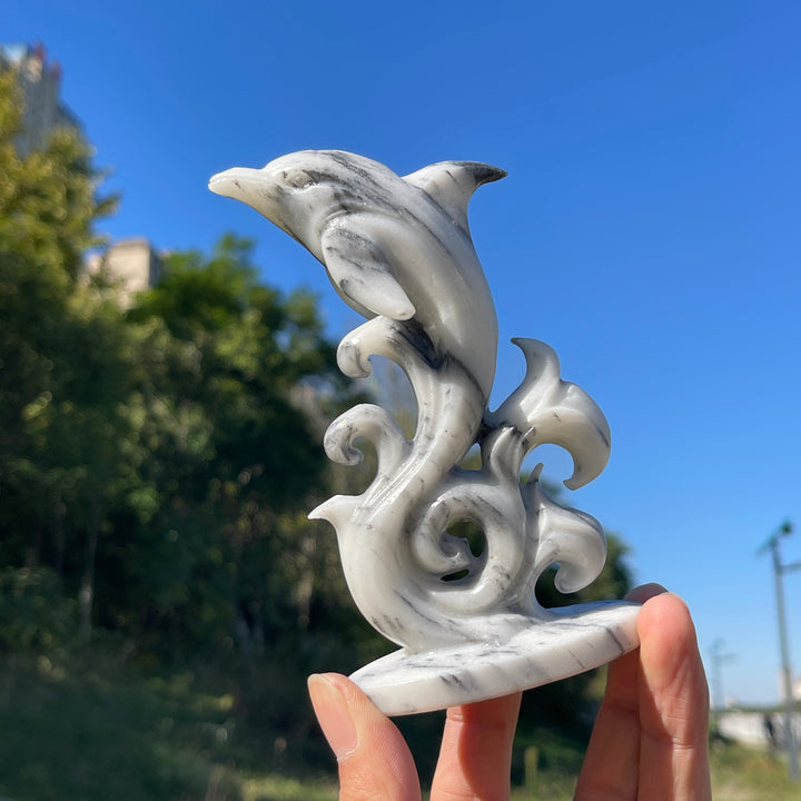 Unique,Natural Crystal TaiJi Stone Exquisite Dolphin