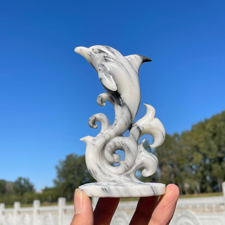 Unique,Natural Crystal TaiJi Stone Exquisite Dolphin
