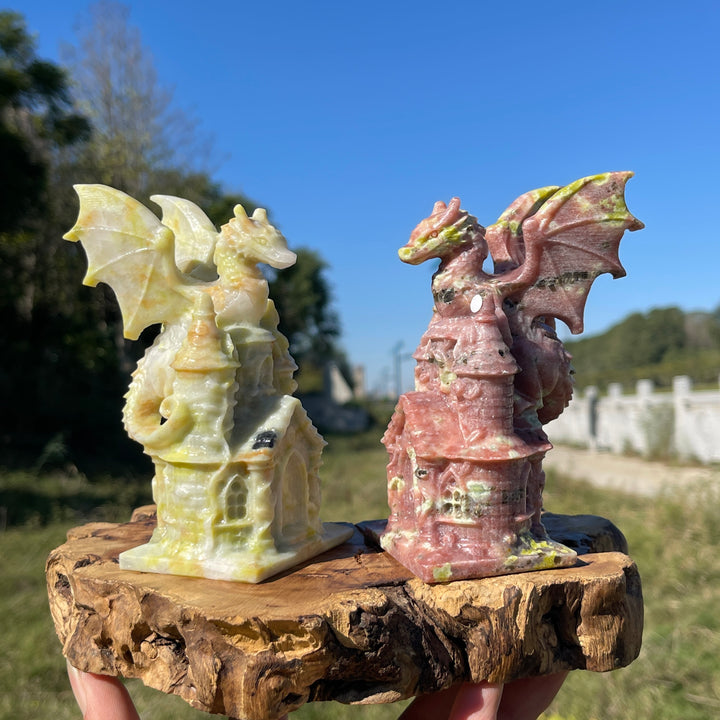 A Slightly Imperfect Natural Crystal Carving Dragon Castle