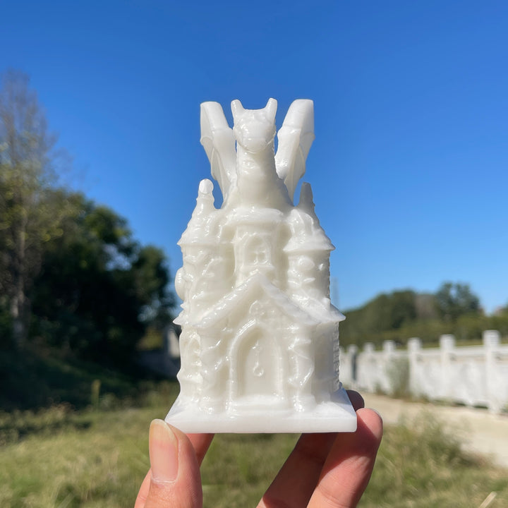 A Slightly Imperfect Natural Crystal Carving Dragon Castle