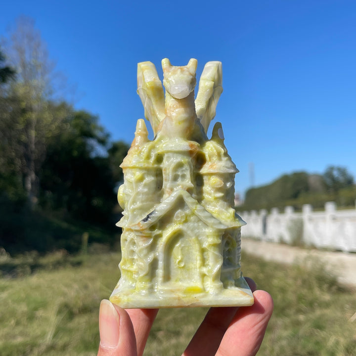 A Slightly Imperfect Natural Crystal Carving Dragon Castle