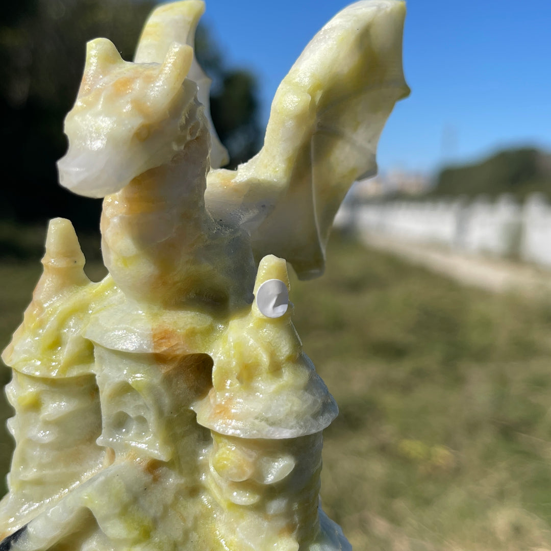 A Slightly Imperfect Natural Crystal Carving Dragon Castle