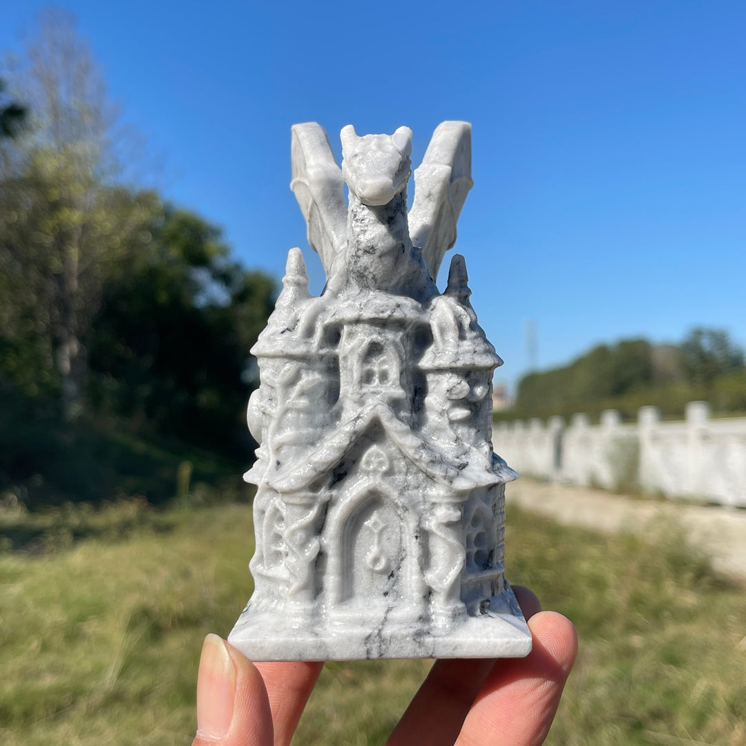 A Slightly Imperfect Natural Crystal Carving Dragon Castle