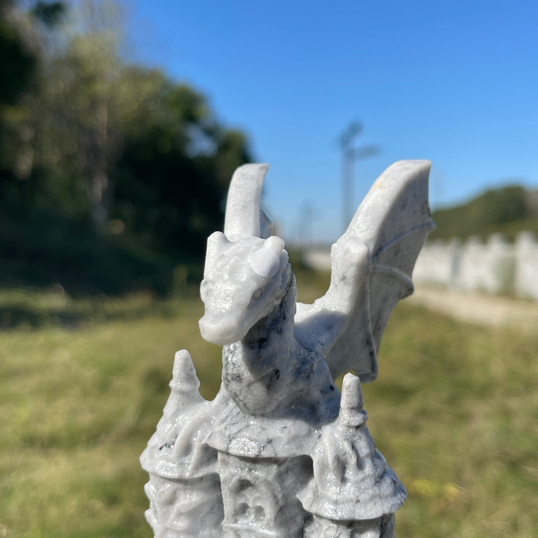 A Slightly Imperfect Natural Crystal Carving Dragon Castle