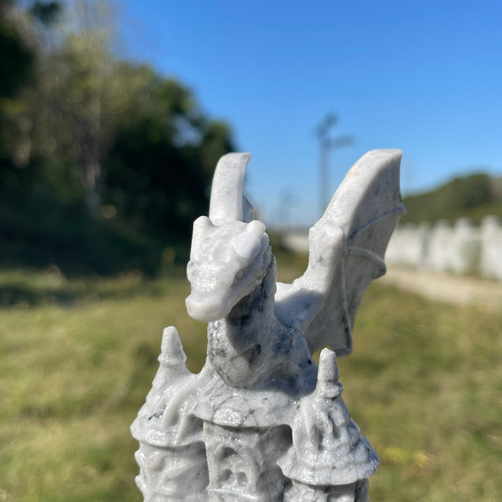 A Slightly Imperfect Natural Crystal Carving Dragon Castle