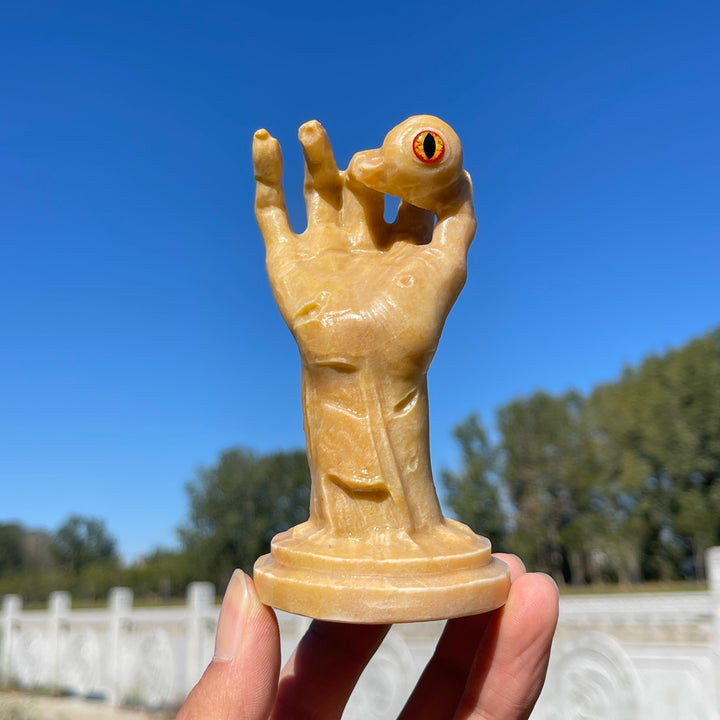 Unique,A Slightly Imperfect Natural Crystal Carving Yellow Aventurine Handheld Eyeball