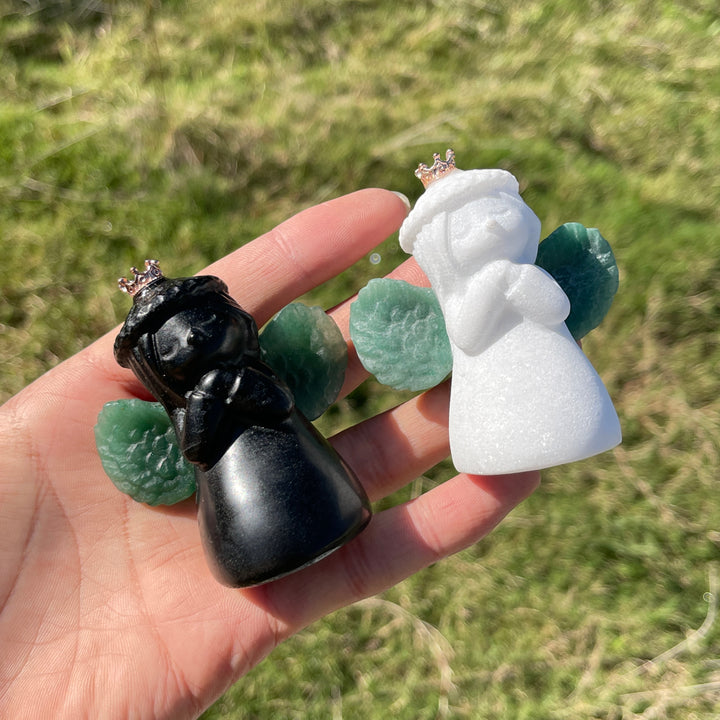 Natural Crystal Praying Angel With Crown