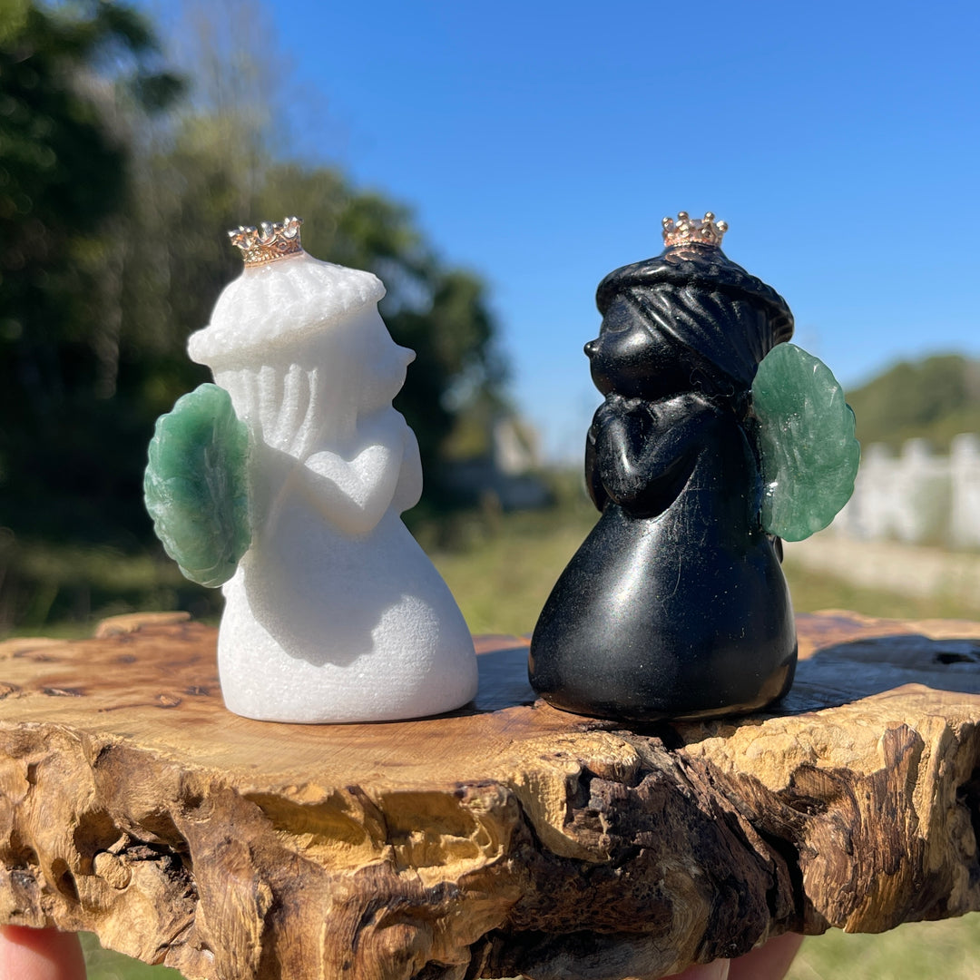 Natural Crystal Praying Angel With Crown