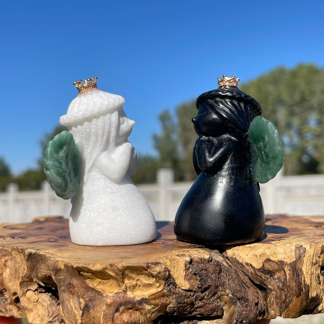 Natural Crystal Praying Angel With Crown