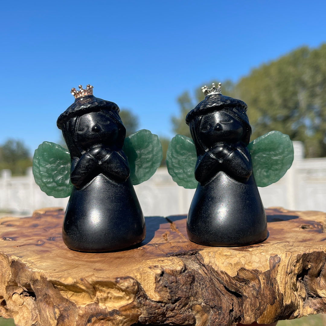 Natural Crystal Praying Angel With Crown