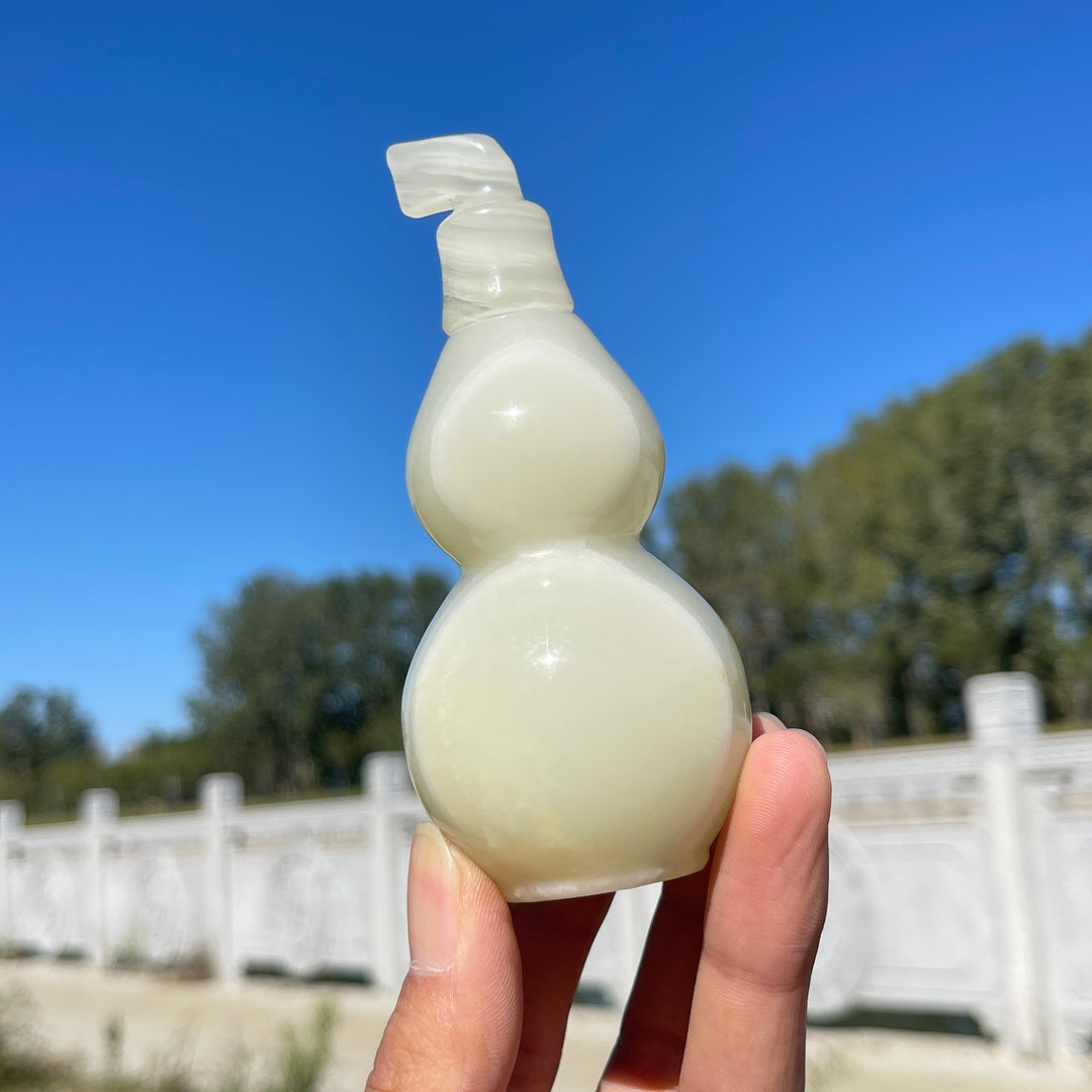 Unique,A Slightly Imperfect Natural Crystal Carving Afghanistan Jade Gourd Model