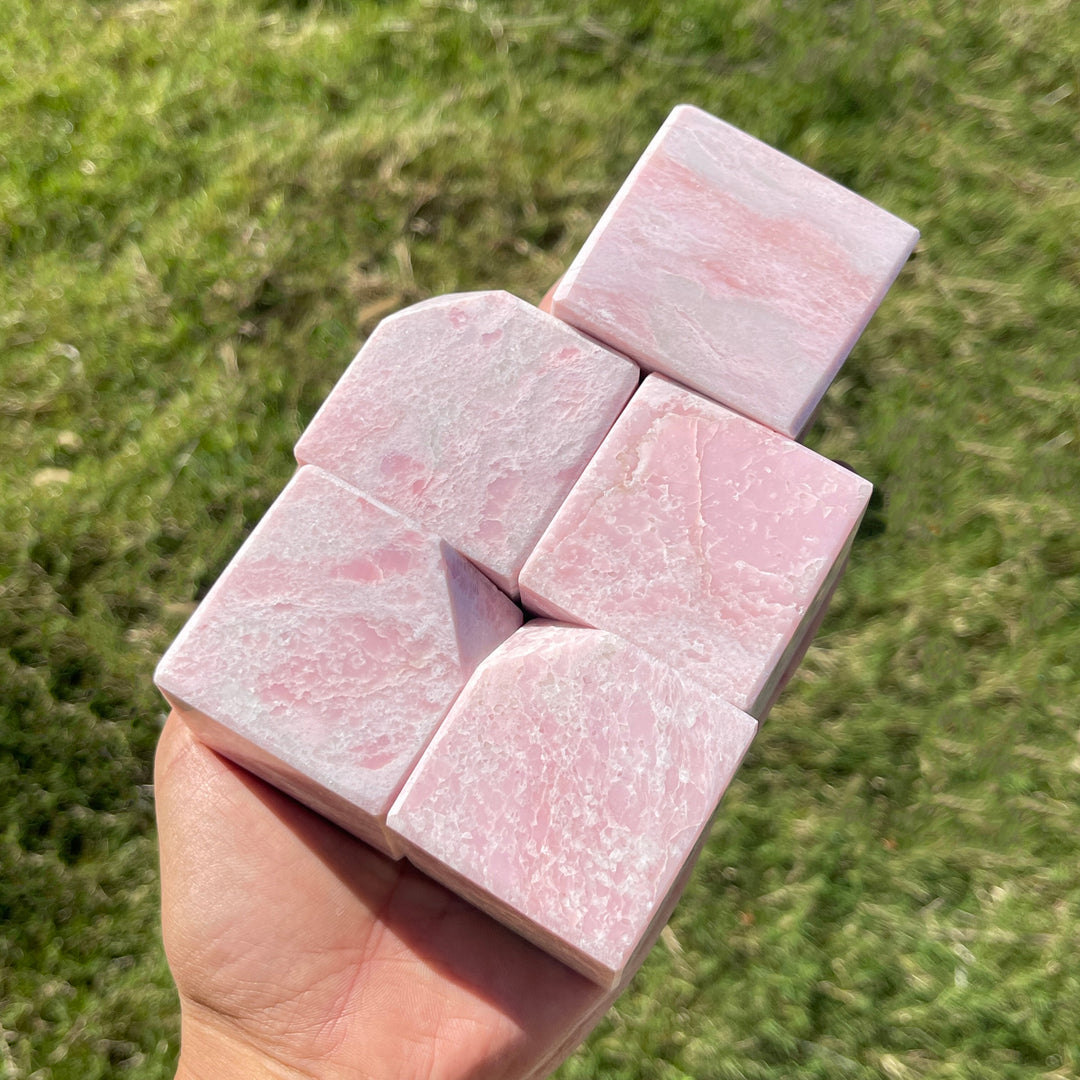 Natural Crystal Pink Opal Cube