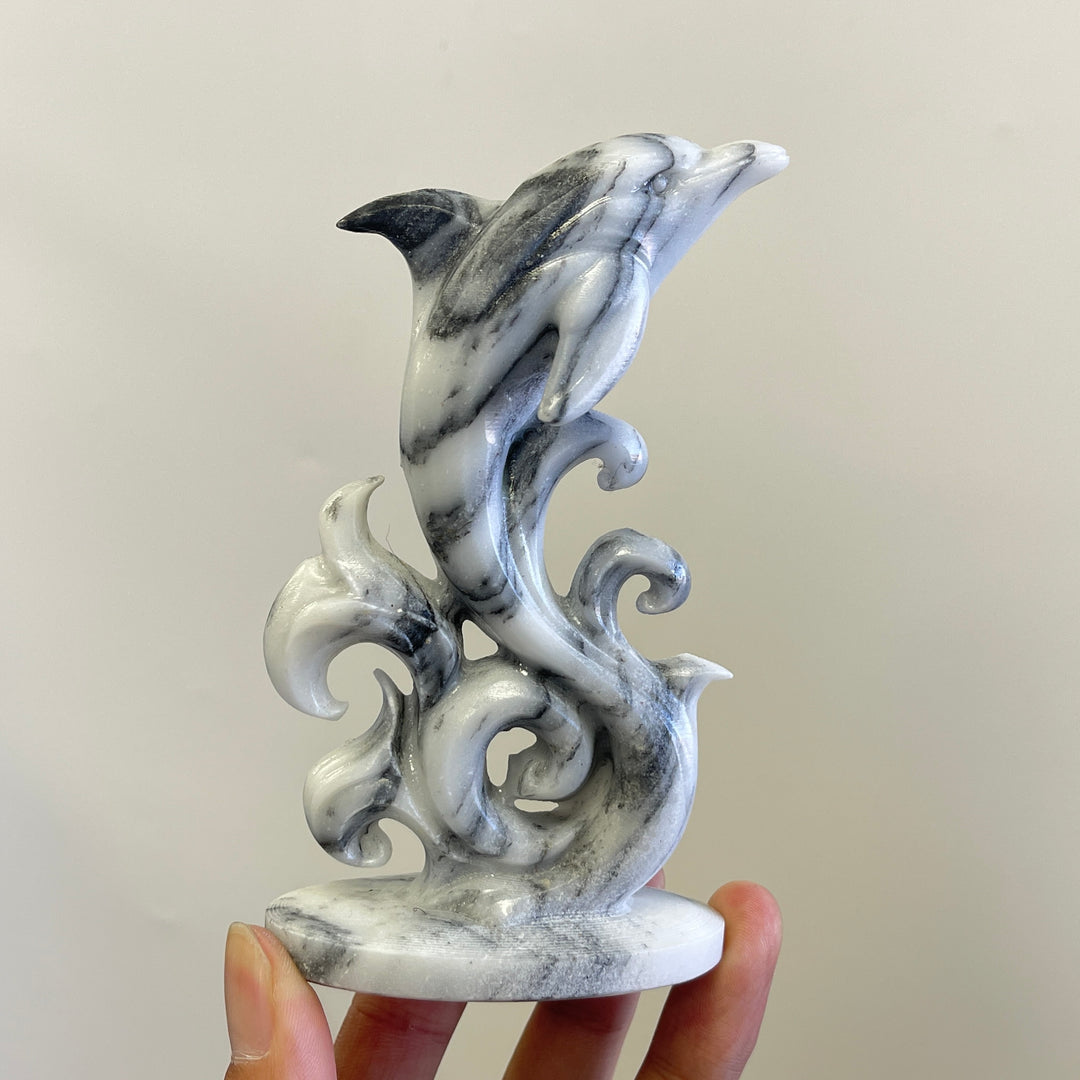 Unique,Natural Crystal TaiJi Stone Exquisite Dolphin