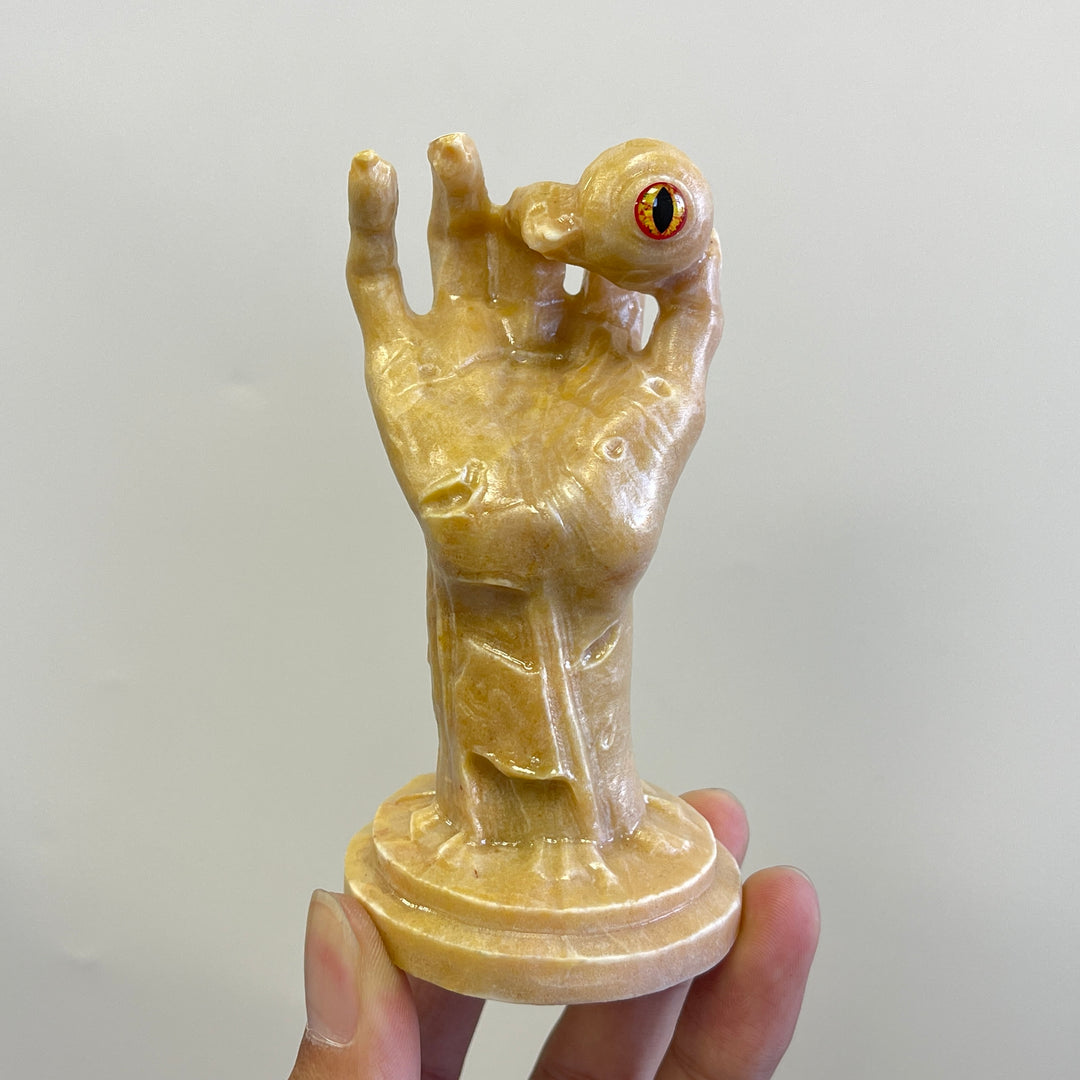 Unique,A Slightly Imperfect Natural Crystal Carving Yellow Aventurine Handheld Eyeball