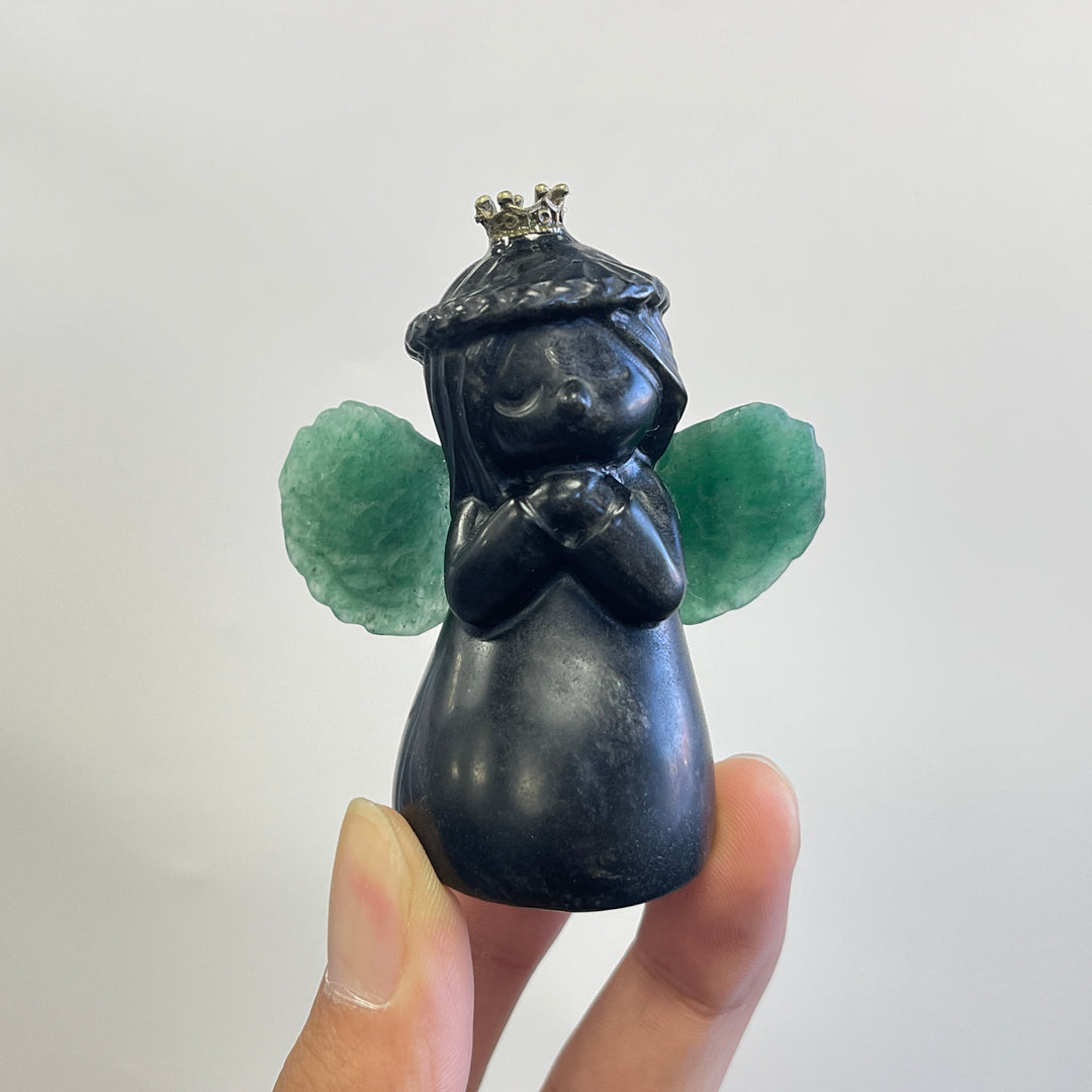 Natural Crystal Praying Angel With Crown