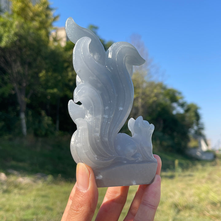 Unique,Natural Crystal Carving Anhydrite Nine Tailed Fox