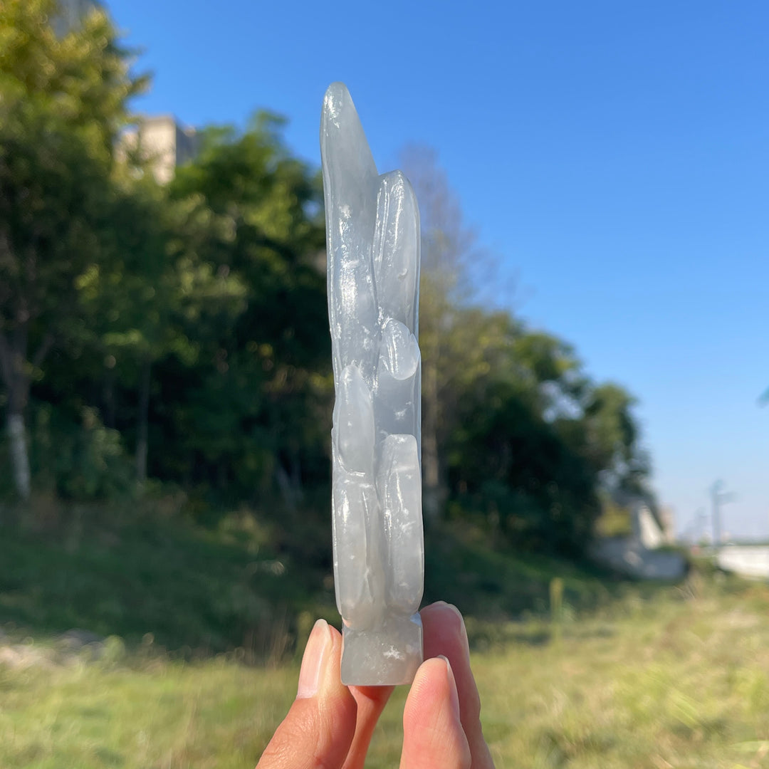 Unique,Natural Crystal Carving Anhydrite Nine Tailed Fox