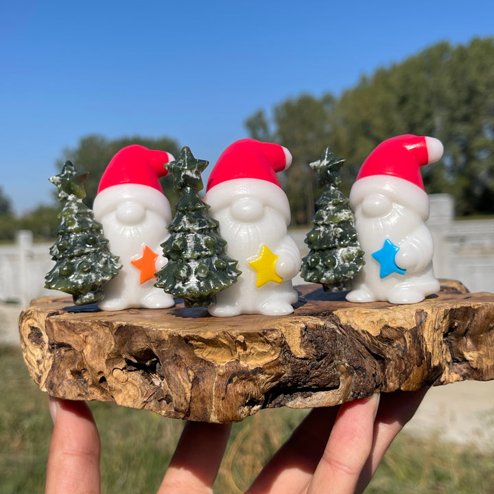 Natural Crystal Carving Christmas Tree With Santa Claus