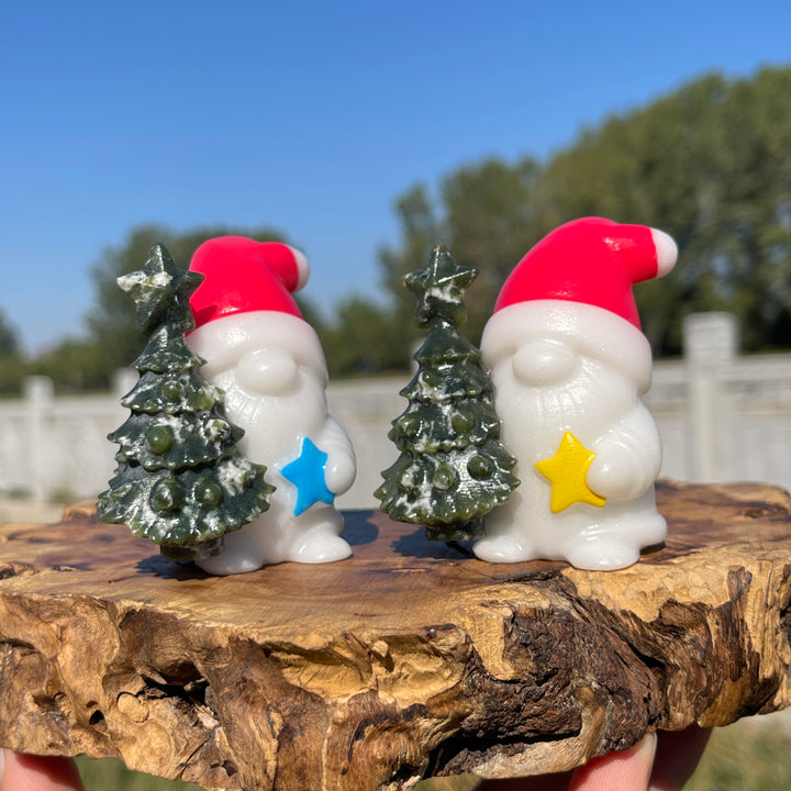 Natural Crystal Carving Christmas Tree With Santa Claus