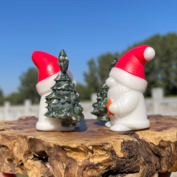 Natural Crystal Carving Christmas Tree With Santa Claus