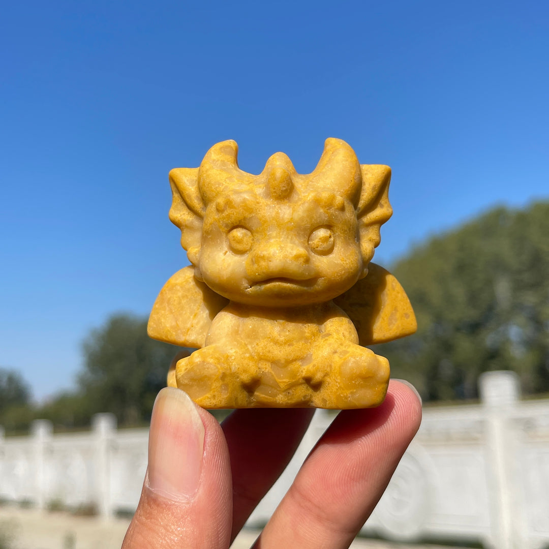 Natural Crystal Cute Chubby Baby Flying Dragon Carving