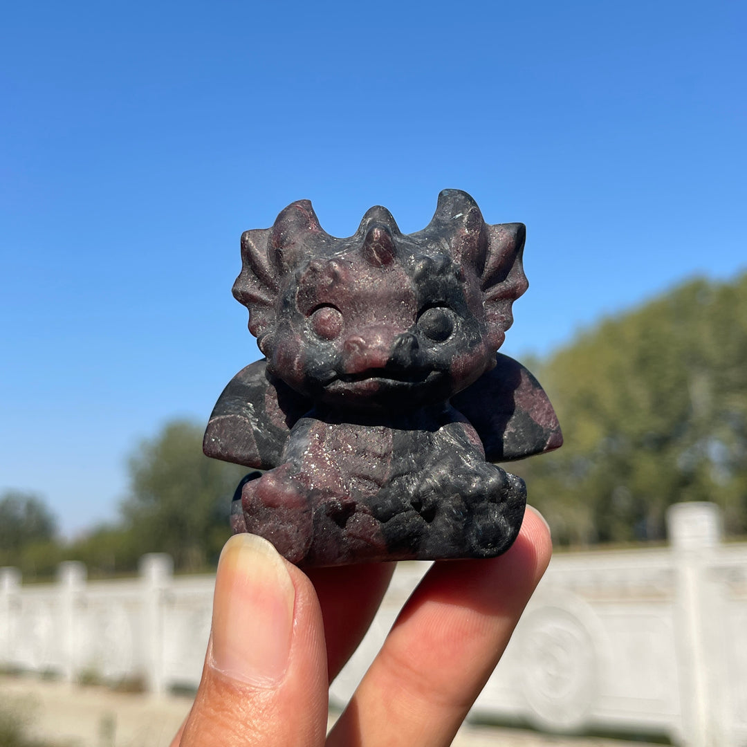 Natural Crystal Cute Chubby Baby Flying Dragon Carving