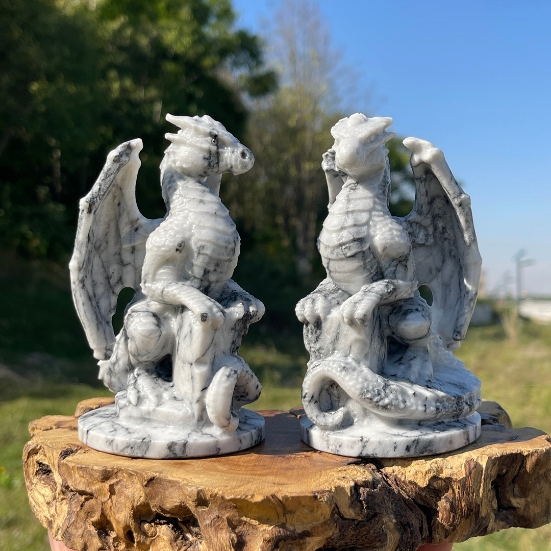 Natural Crystal Carving TaiJi Stone Flying Dragon