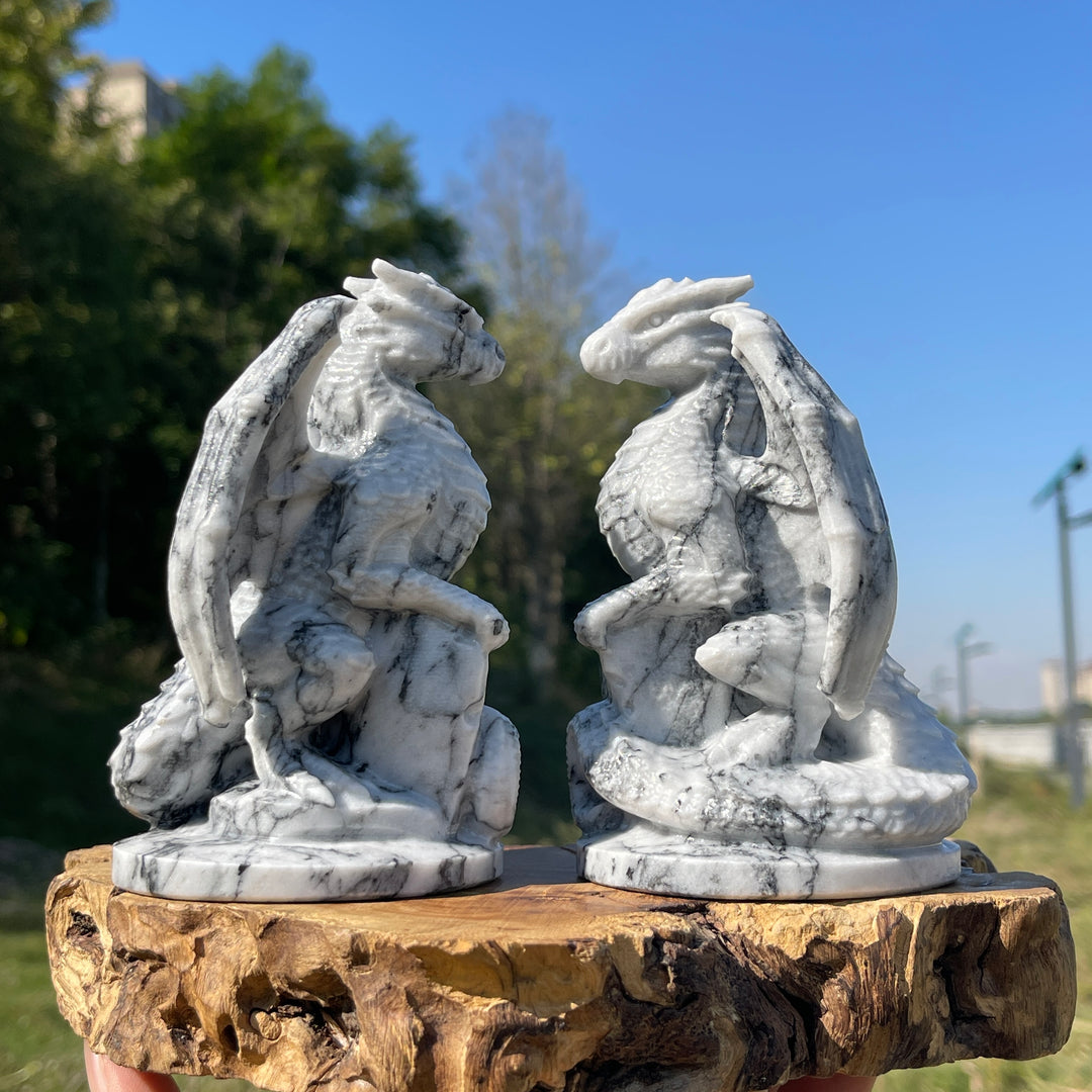 Natural Crystal Carving TaiJi Stone Flying Dragon