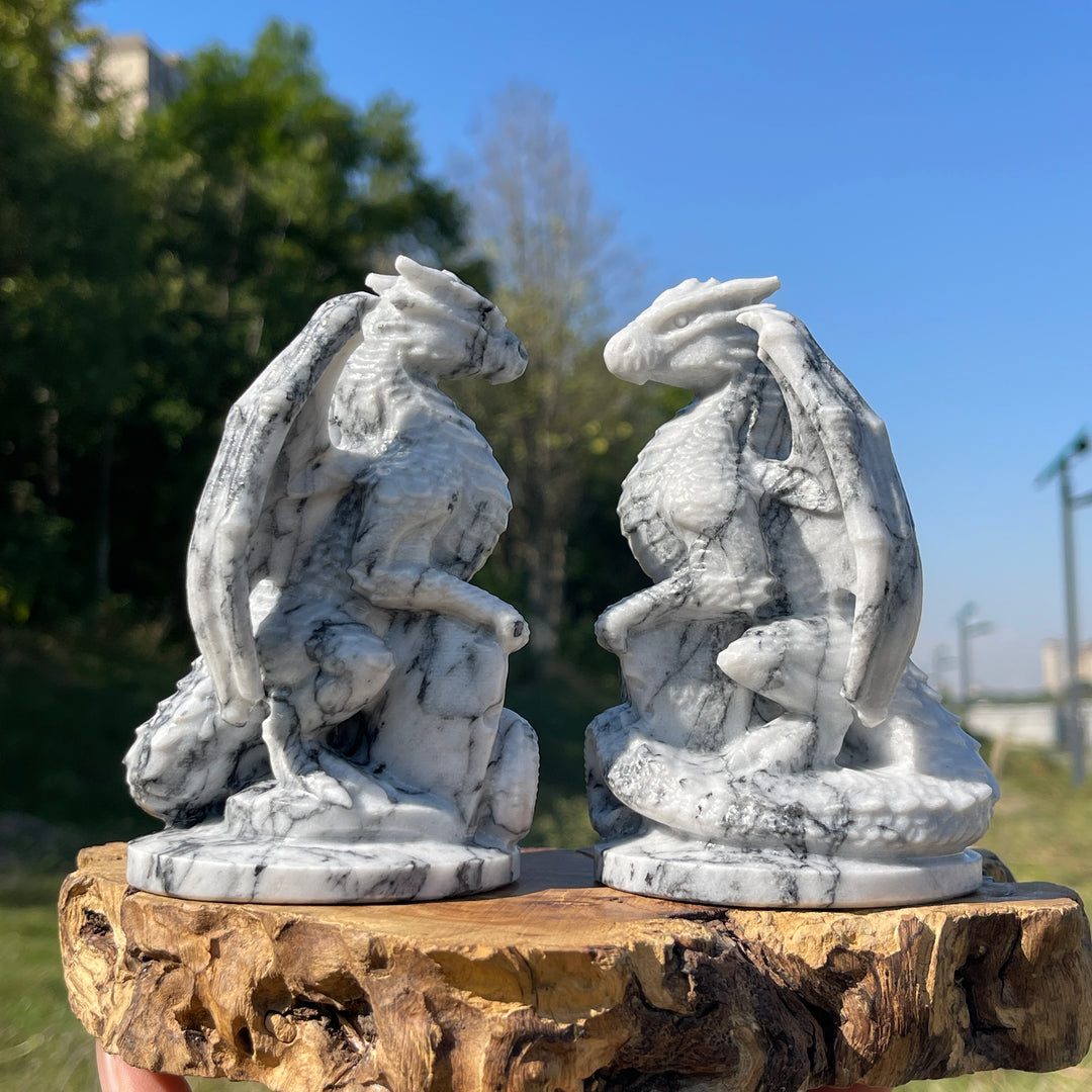 Natural Crystal Carving TaiJi Stone Flying Dragon