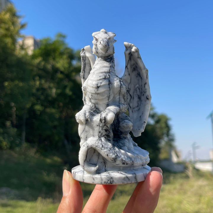 Natural Crystal Carving TaiJi Stone Flying Dragon