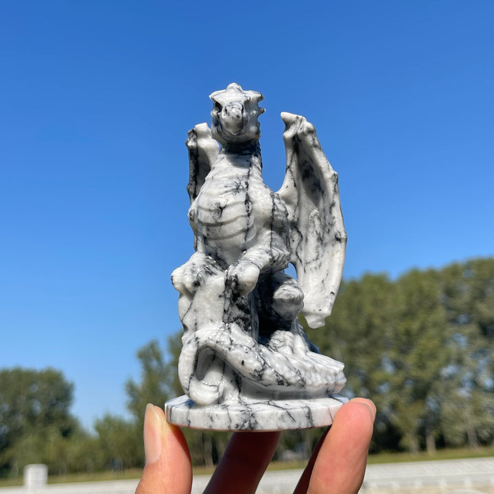 Natural Crystal Carving TaiJi Stone Flying Dragon