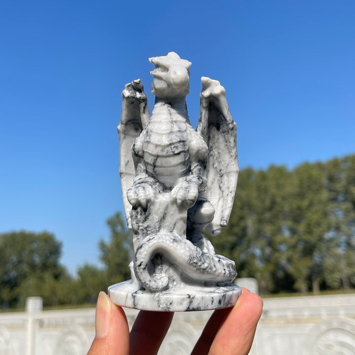 Natural Crystal Carving TaiJi Stone Flying Dragon