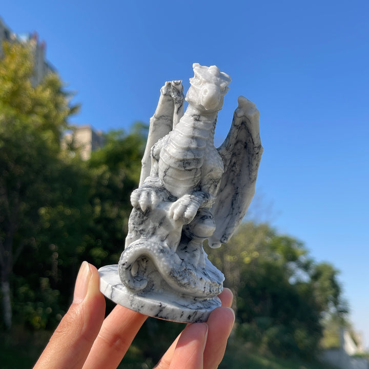 Natural Crystal Carving TaiJi Stone Flying Dragon