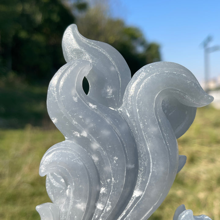 Unique,Natural Crystal Carving Anhydrite Nine Tailed Fox