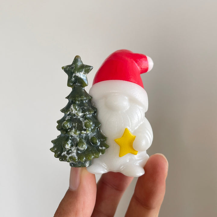 Natural Crystal Carving Christmas Tree With Santa Claus