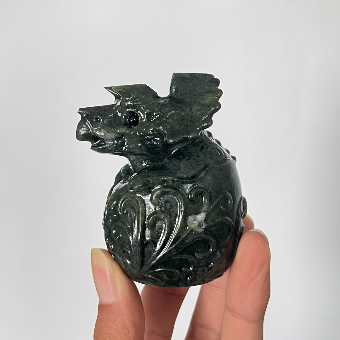 Natural Crystal Carving Triceratops Dino Egg