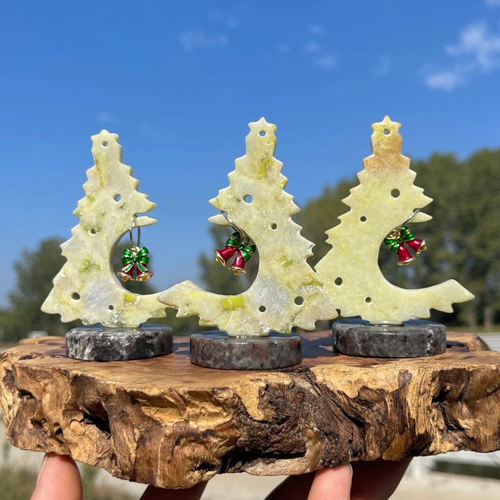Natural Crystal Serpentine Christmas Tree With Bell