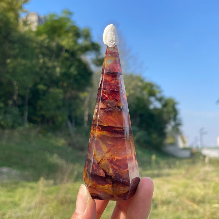 Unique,Natural Crystal Fire Quartz Diamond Tower