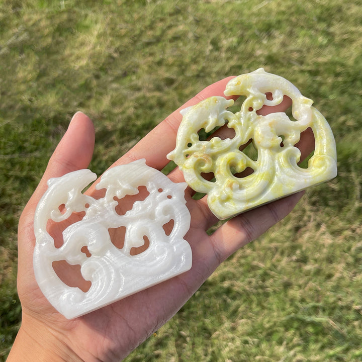 Natural Crystal Carving Hollow Out Dolphin