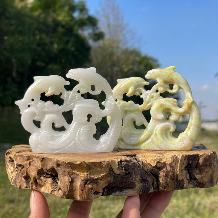 Natural Crystal Carving Hollow Out Dolphin