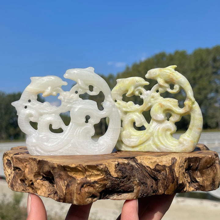 Natural Crystal Carving Hollow Out Dolphin
