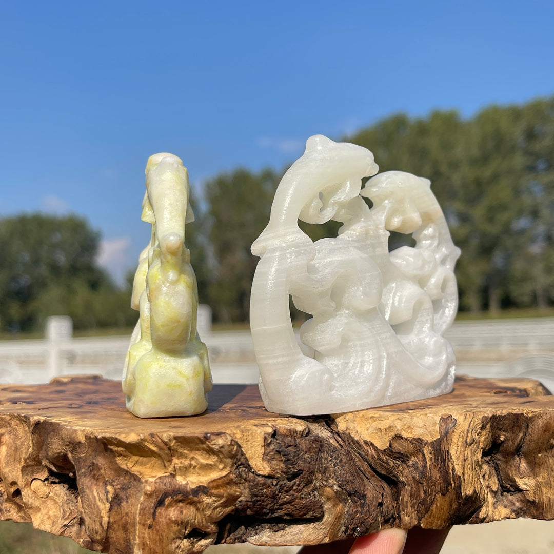 Natural Crystal Carving Hollow Out Dolphin