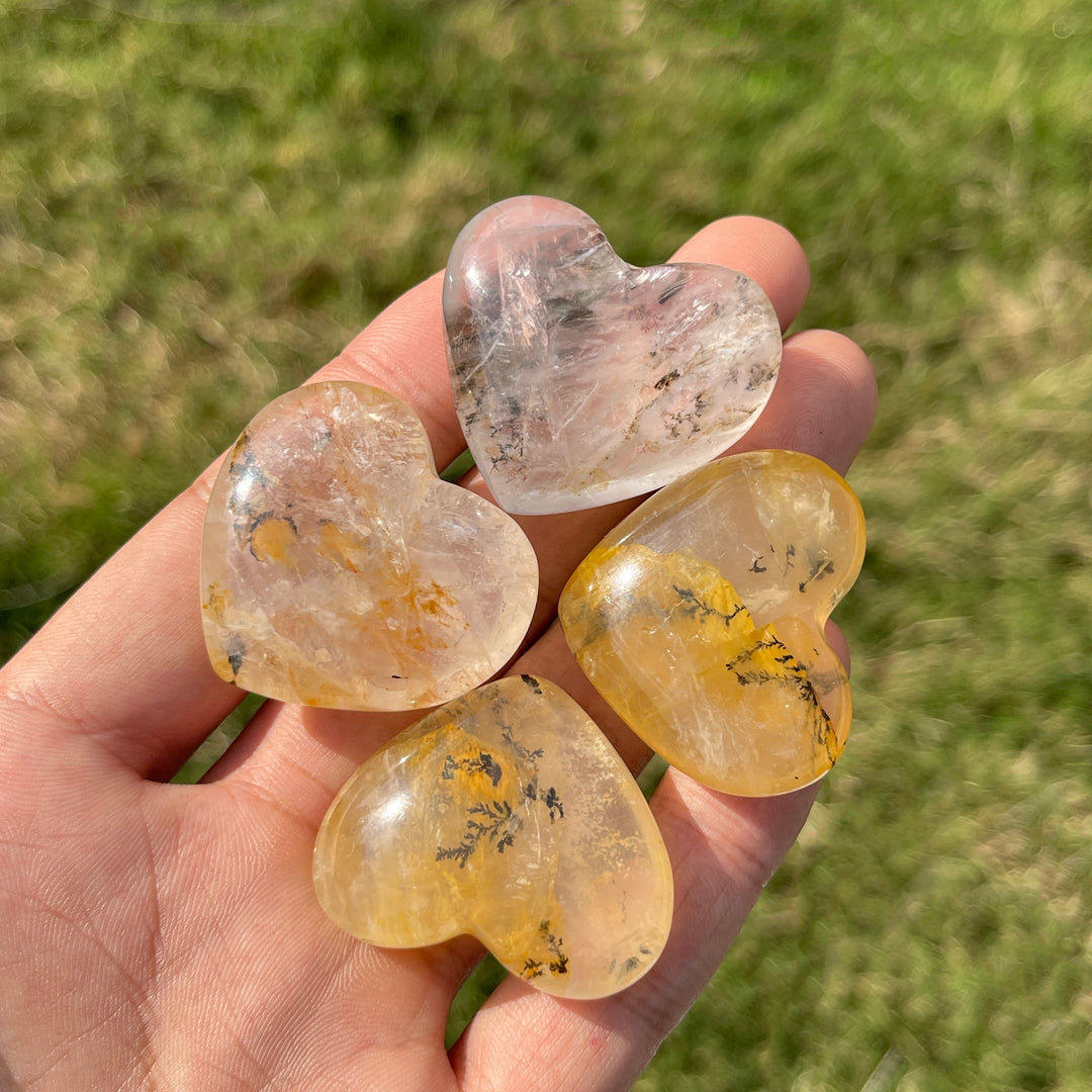 Natural Crystal Dendritic Quartz Heart