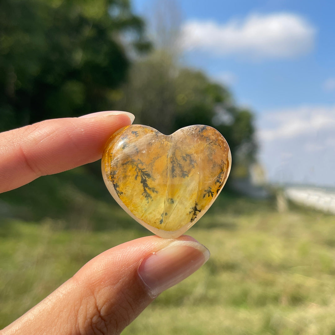 Natural Crystal Dendritic Quartz Heart