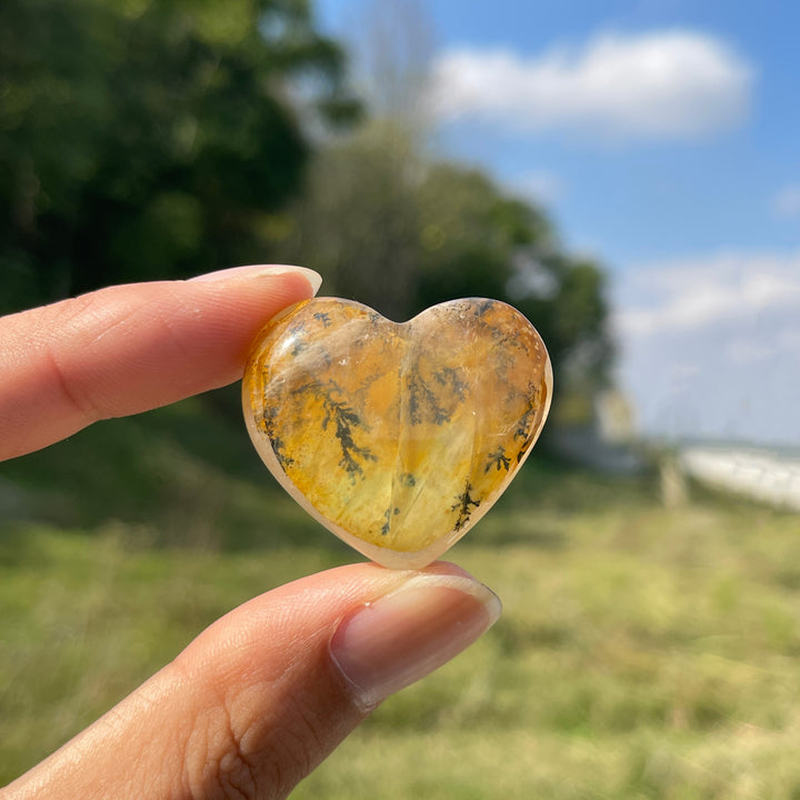 Natural Crystal Dendritic Quartz Heart