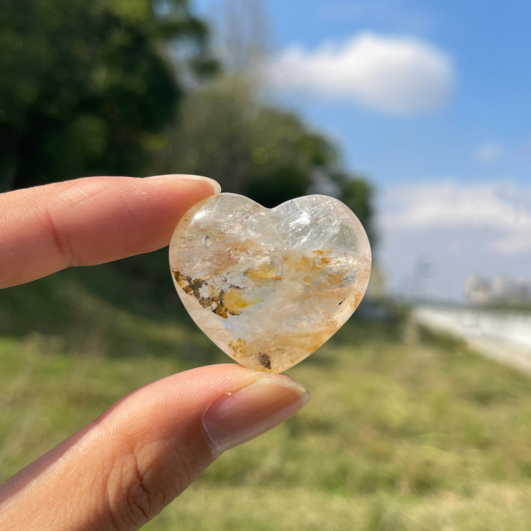 Natural Crystal Dendritic Quartz Heart