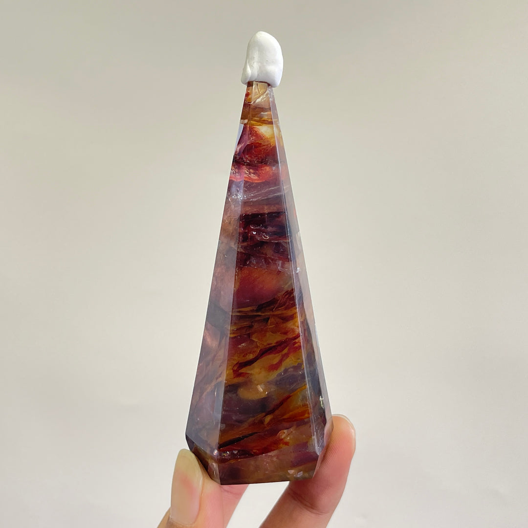 Unique,Natural Crystal Fire Quartz Diamond Tower