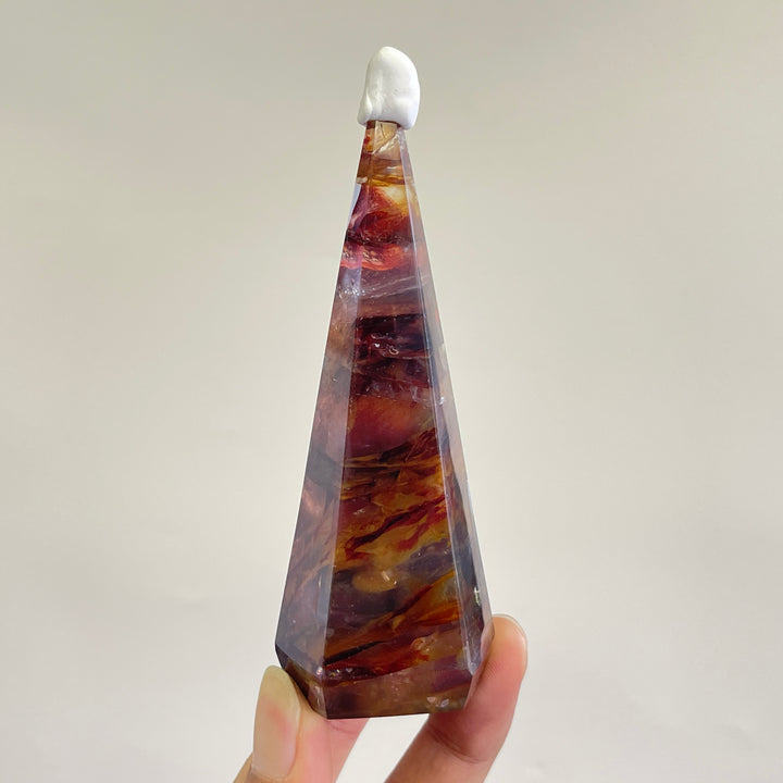 Unique,Natural Crystal Fire Quartz Diamond Tower