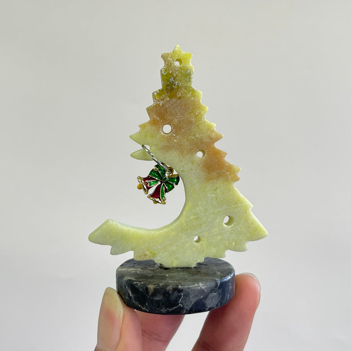 Natural Crystal Serpentine Christmas Tree With Bell