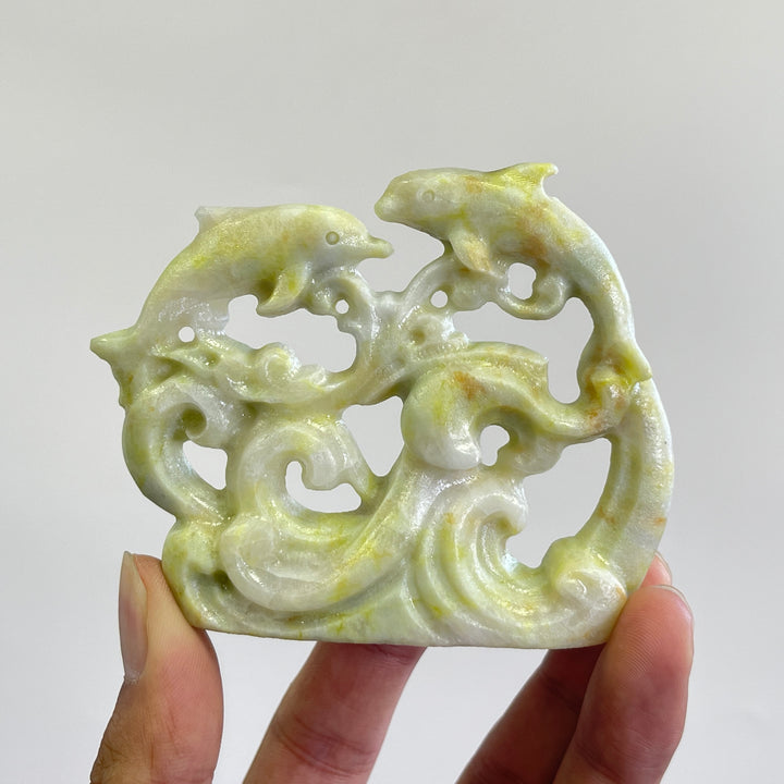 Natural Crystal Carving Hollow Out Dolphin